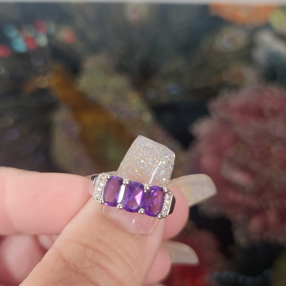 Sterlin Silver Amethyst Gemstone Ring
